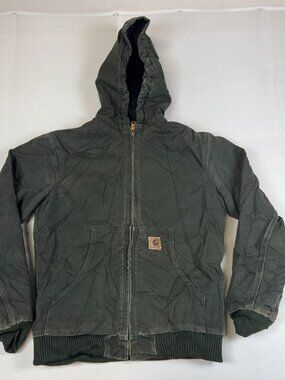Carhartt Boys Size XL 14/16 Moss Green Active Jacket Quilted Lined Hooded J130 M